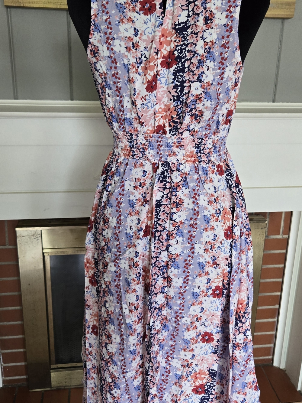 Jessica Simpson Floral Maxi Dress in Lavender, Navy & Coral - Picture 2 of 3